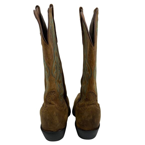 Justin Boots 12” Stampede Square Toe Boot Brown Leather Womens 10B L2552 - Picture 7 of 9